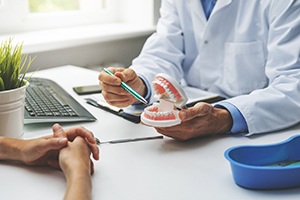 dentist having implant consultation with patient 