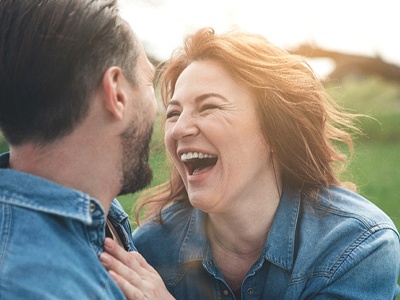 Happy older couple in a park