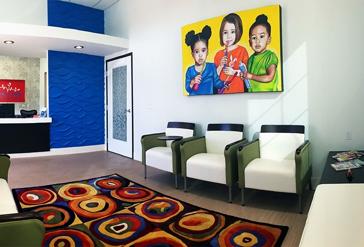 Colorful waiting room at Summer Creek Dentistry