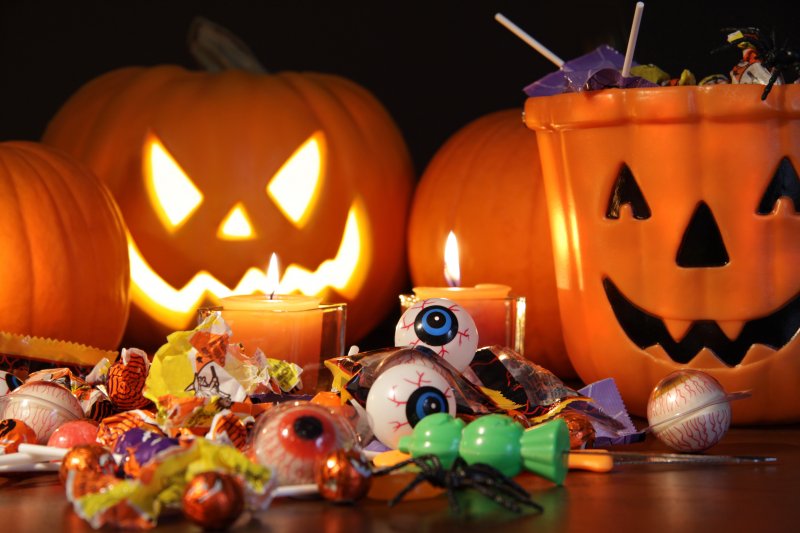 bucket of Halloween candy